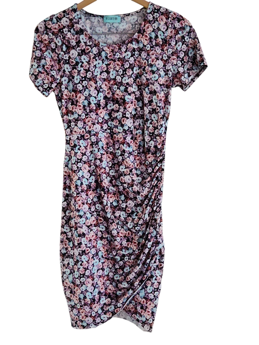 Pink Floral Short-Sleeve Casual Dress by P.J. Kate